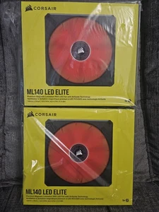 Corsair ML140 LED Elite x2 140mm PC Case Fans RED LED New & Sealed - Afbeelding 1 van 3