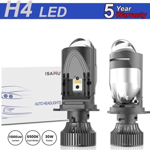 ISAMUTO H4 LED Projector LENS Bulb Kit High Low Beam 10000LM Headlight Retrofit - Picture 1 of 9