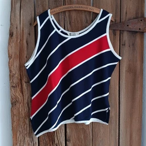 Uniforme John Paul Richard Mujer Rayas Tejido Suéter Camiseta sin Mangas Talla 1X *A - Imagen 1 de 8