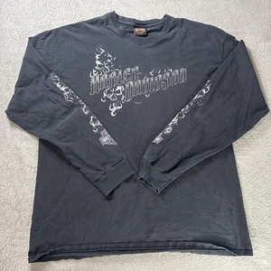 Vintage Harley Davidson Langarm T-Shirt Large Hanes Beefy T Gr. XL Mandan, ND - Bild 1 von 12