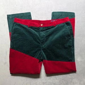 Vineyard Vines Pantalone Uomo Slim Fit Breaker 40x32 Rosso Verde Natale Velluto a coste - Foto 1 di 11