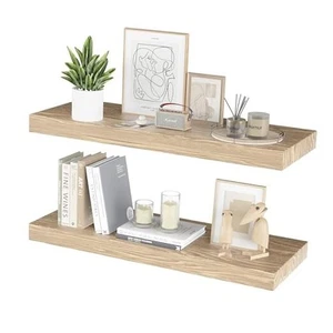 Floating Shelves for Wall - 24 x 9 Inch Shelves for Bathroom, 24" Natural Wood - Picture 1 of 7