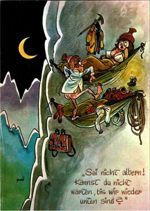 German Cartoon Funny Comic Sexy Postcard with Alpine Mountain Scene - Picture 1 of 2