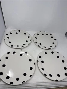 Kate Spade Lenox Deko Punkte Essteller weiß mit schwarzen Punkten 4er Set Neu mit Etikett - Bild 1 von 24