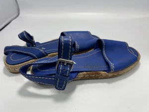 Prada Schuhe Damen Größe 38,5 Blau Leder Espadrille Sandalen Made Italy Fleckig - Bild 1 von 15