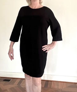 Gorgeous "COS" Black V Back Wool Dress Size L / 16 - Picture 1 of 8