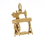 Yellow Gold Vintage Treadle Sewing Machine Charm - 14k Textile Arts Moves