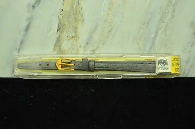 Correa de reloj vintage de cuero gris ciervo de 8 mm hebilla tono dorado - nueva en caja Foto 1 de 3