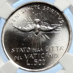 1978 VATICAN City CARDINAL Arms & DOVE Genuine Silver 500 Lire Coin NGC i107074 - Picture 1 of 5