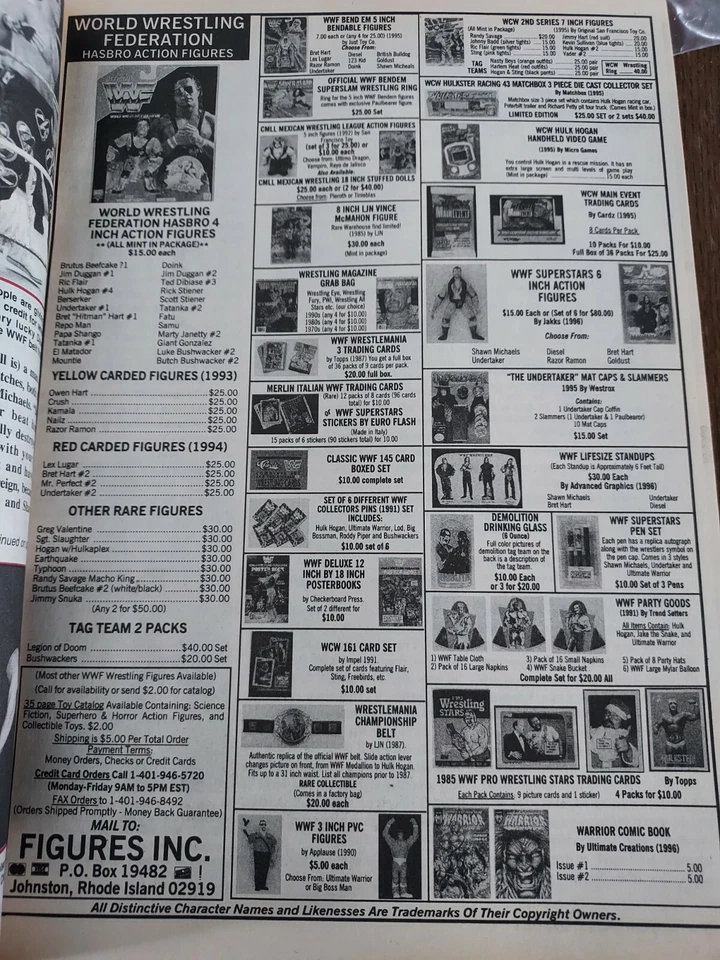 1996 WWF HASBRO FIGURA Anuncio impreso "HIT MAN" BRET HART Figuras Inc. Bend Em WWE Foto 1 de 1