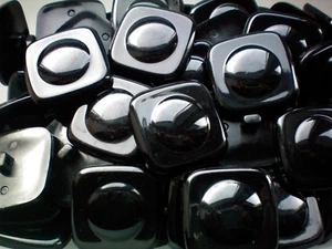 Large 32mm 50L Chunky Black Square Shank Clown Coat Jacket Buttons (K306)  - Picture 1 of 1