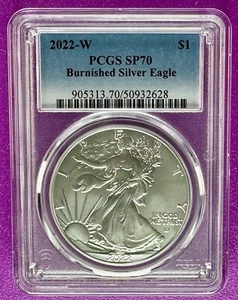 2022 W $1 Burnished American Silver Eagle ASE PCGS SP70 (628) - Picture 1 of 2