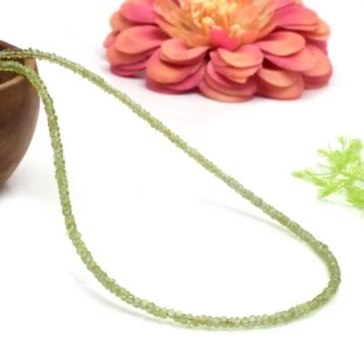 Zarte Peridot facettierte Rondelle Edelstein Perlen 3-4 mm Halsband Halskette... - Bild 1 von 4