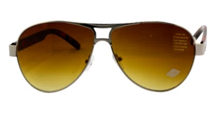 SUNGLASSES Aviator Stylish  Metal Frame Tortoise Shell Arms Gradient Brown Lens - Picture 1 of 9