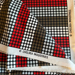 1.9 YD Vintage Optic Dot Polyester Knit Fabric Red Blue - Picture 1 of 5