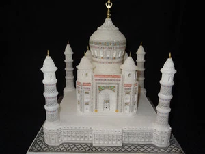 9" White Marble AGRA Taj Mahal Replica Collectible Furniture Arts Decor Gifts - Picture 1 of 6