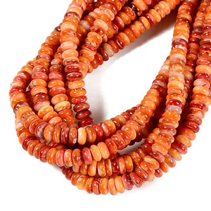 Natural Spiny Oyster Smooth Rondelle Beads Size 4x6mm 5x8mm 5x10mm 15.5'' Strand - Picture 1 of 2