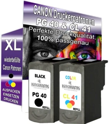 2x DRUCKER PATRONEN für CANON PG40 + CL41 Pixma MP160 MP190 MP210 MP220 MP450 - Bild 1 von 4