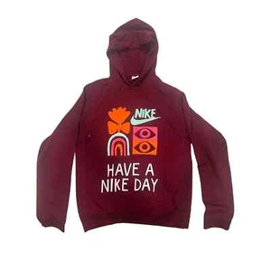 Nike HBR Fleece Tech Pullover Hoodie Burgundy Men Small - Picture 1 of 3