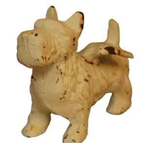 Vtg White Scottish Terrier Angel Dog With Wings Cast Iron Paperweight 4.5” Rare - Picture 1 of 5