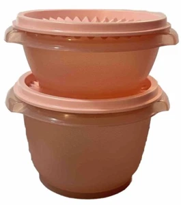 Tupperware Servalierschalen 10oz & 20oz Set hellrosa Süßigkeiten x 2 klassische Sunburst - Bild 1 von 8