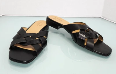 Naturalizer Ashford Sandalia Plana Deslizable Cuero Negro Nueva Talla 7.5 Foto 1 de 4