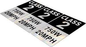 Electric Bicycle Frame (3 Stickers a Pack) E-Bike Class 2 Stickers Decals Sets - Picture 1 of 17