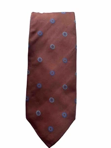 Massimo Bizzocchi Men's Geometric Tie 100% Silk Made In Italy Dark Apricot, Blue - Picture 1 of 10