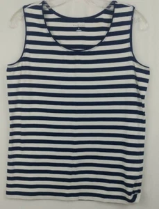 Women's Navy/White Striped Kim Rogers Size S Scoop Neck Sleeveless Tank - Picture 1 of 3