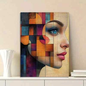Vibrant Cubist Colorful Abstract Design Painting Metal Print Ready to Hang - Picture 1 of 7