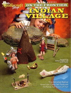 THE NEEDLECRAFT SHOP PLASTIC CANVAS ON THE FRONTIER INDIAN VILLAGE - Picture 1 of 1