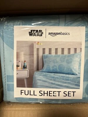 Полный комплект простыней Blue Star Wars Galactic Grid наволочка на плоской резинке Amazon Basics - Изображение 1 из 4