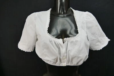 Gr.40 Dirndlbluse weiß Bluse für Dirndl Gamsbock mit Spitze B11522 - Bild 1 von 4