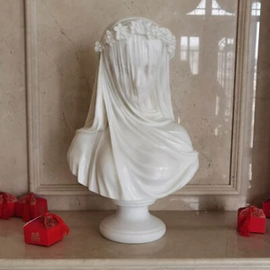 Veiled lady white marble bust sculpture for estate decoration - Picture 1 of 4