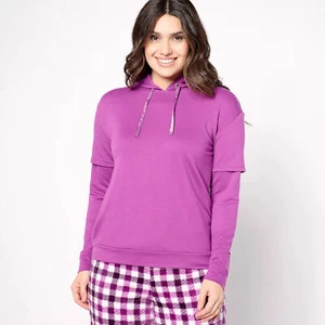 MUK LUKS Size XL French Terry Hooded Pullover WINE A555450 - Picture 1 of 1