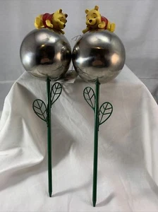 2 Winnie The Pooh Gaze Gazing Ball Stakes 11x3 Approx - Picture 1 of 7