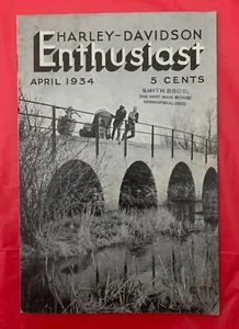1934 "HARLEY-DAVIDSON Enthusiast" April Original Motorcycle Magazine / Brochure - Picture 1 of 10