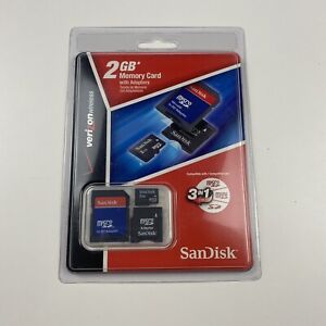 Sandisk 2GB Memory 3 in 1 MicroSD Card with Adapters Verizon Wireless New Sealed