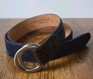 W. Kleinberg Marine Wildleder Kaiman Krokodil Gürtel mit O-Ring Schnallen 36 - Bild 1 von 9