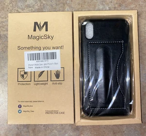 iPhone X Wallet Case, Black, Magic Sky, Protective Case, Light Weight, Anti Slip - Picture 1 of 2