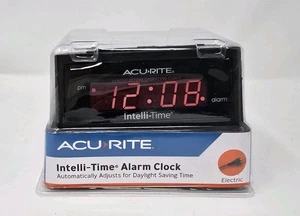 ACU RITE Intelli-Time Alarm Clock Black Electric W/ Snooze Button (13002A3) New - Picture 1 of 2