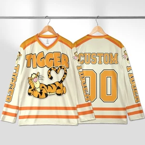 Camiseta deportiva de hockey personalizada Tigger Like To Bounce Winnie The Pooh regalo para fanáticos - Imagen 1 de 2