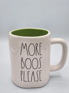 Rae Dunn Halloween MORE BOOS PLEASE White And Green Oversized Mug - Picture 1 of 4