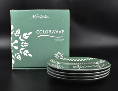 Juego de 4 platos de ensalada Noritake Colorwave Holiday Accent copos de nieve verdes 8,25" Foto 1 de 4