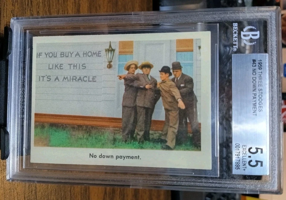 1959 Fleer The 3 Stooges Card No down payment BGS 5.5 EX+ Moe Larry Curly - Image 1 of 2