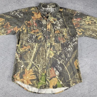 Mossy Oak Shirt Mens L Camo Breakup Long Sleeve Button Down Pockets Hunting - Image 1 of 4