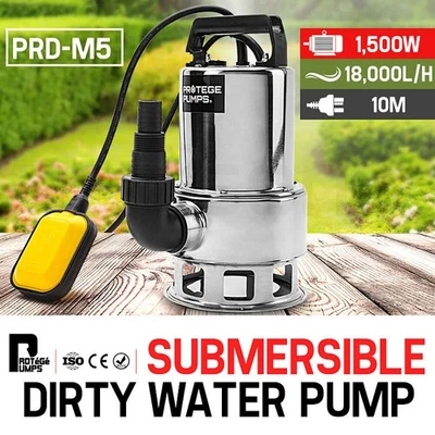 PROTEGE 1500W Submersible Dirty Water Pump Bore Tank Well Steel Automatic Clean - image 1 of 4