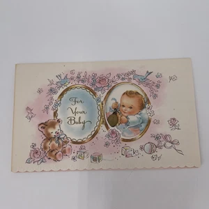 1940 Baby Card Miraculous Medal Central Association Religious Catholic Girl Pink - Picture 1 of 11