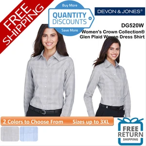 🔥 Devon & Jones Crown Glen kariertes gewebtes Damenhemd bis 3XL DG520W - Bild 1 von 11