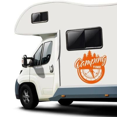 Autoaufkleber Camping Time 50x47,6cm Outdoor Sticker Kompass KX079 Orange - Bild 1 von 4